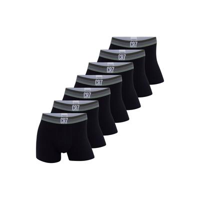 Boxershorts CR7 "Boxershort 7er Pack", Herren, Gr. L, schwarz (schwarz, grün), Obermaterial: 95% Baumwolle CO. 5% Elasthan EL., Unterhosen
