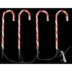 Lex 4x LED Zuckerstangen 50cm Batterie Timerfunktion Lichterkette Weihnachtsdeko