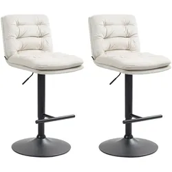 CLP 2er Set Barhocker Damar Samt schwarz   Farbe: creme, Gestell Farbe: schwarz