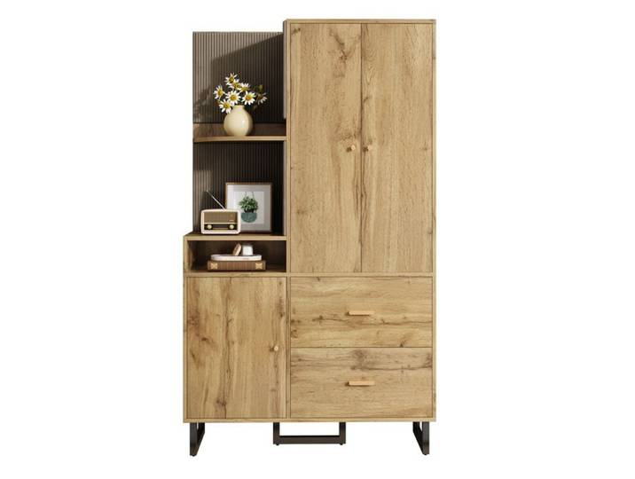 Armoire entrée meuble d'entrée avec panneaux rembourrés meuble à chaussures et penderie 110 x 186 x 38 cm
