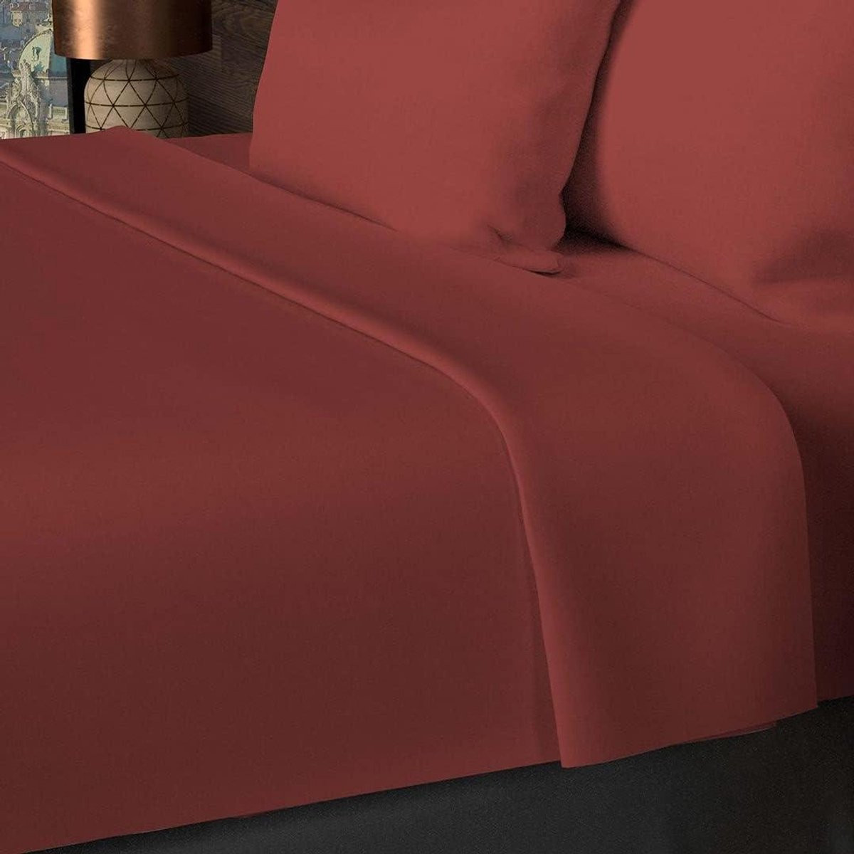 Rood katoenen plat laken voor volwassenen 180x290 cm
