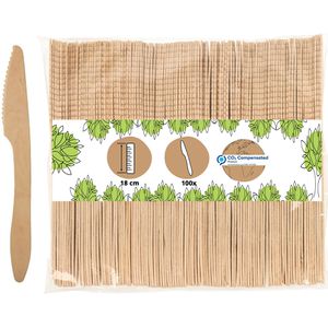 Biozoyg Einwegbesteck DSE06320, aus Holz, Messer, 18 cm, 100 Stück