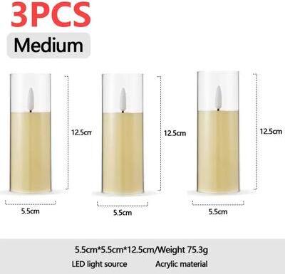 Inspired Living Realistic Flameless LED Candle With Moving Wick Battery Operated Home Decor m 3pcs