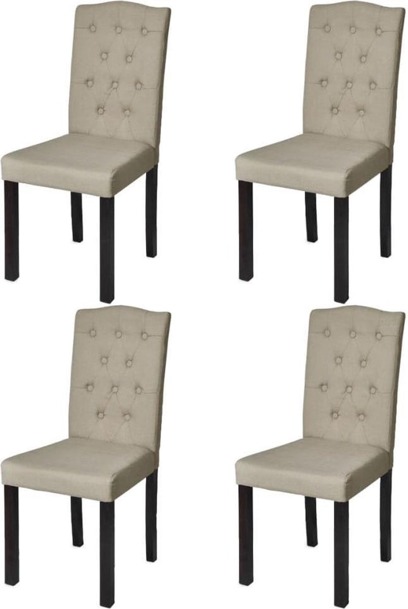vidaXL Set van 4 Eetkamerstoelen in Camel Kleurige Stof