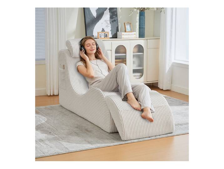 HAUSS SPOLE Loungesessel Freizeit-Sessel mit Sitzauflage,Einzelsofa abnehmbar mit Seitentasche (Hoch Elastischem Kompressionsschaum, Abnehmbarer Sitzauflage und Seitentasche)