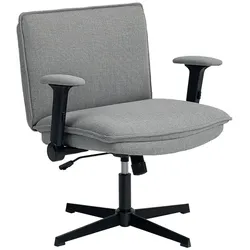 OKWISH Bürostuhl Drehstuhl Grau 76x70x97 cm mit hochklappbaren Armlehnen, Leinenoptik Bezug, 360 Grad drehbar, höhenverstellbar