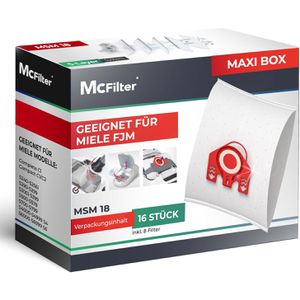McFilter Staubsaugerbeutel MSM 18 Maxi, mit 8 Ersatzfiltern, für Staubsauger Miele S2, S3, S4, S5, S6, C1 & C2, 16 Stück