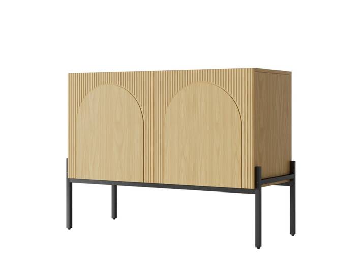 Buffet effet bois design arche texturé 2 portes 100x40x75cm