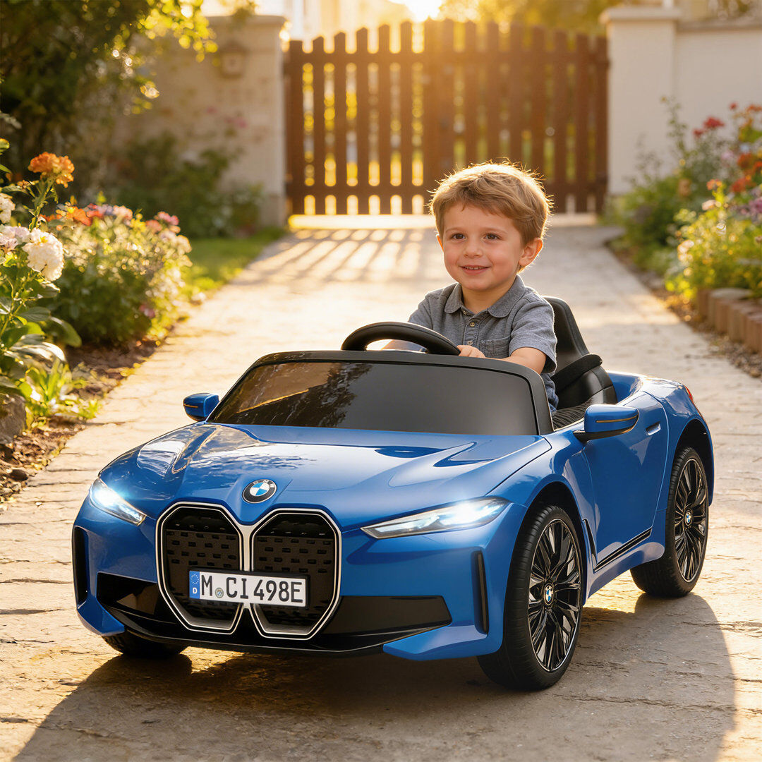 Zoomie Kids Colvard Zoomie BMW i4 Licensed 12V Electric Car for Kids with Remote Control Blue 1