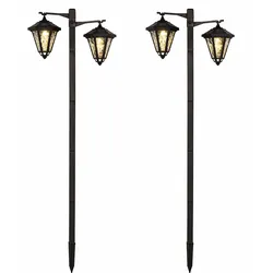 2x LED Solar Stehleuchte Gartenleuchte Höhe verstellbar Schwarz Laterne H 136 cm