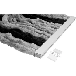 Berger Chenille-Flauschvorhang, grau / schwarz 185 x 56 cm