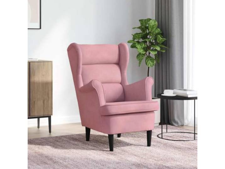 NLQMSU Sessel aus Samt mit Sperrholzrahmen, Rosa Weicher Samt, elegantes Design, gepolsterte Sitzfläche, stabil, Wohnzimmer