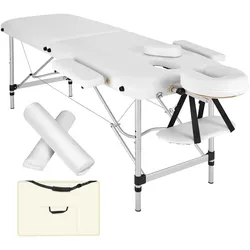 TECTAKE 2 Zonen Massageliege-Set mit Polsterung, Massagerollen und Aluminiumgestellweiß
