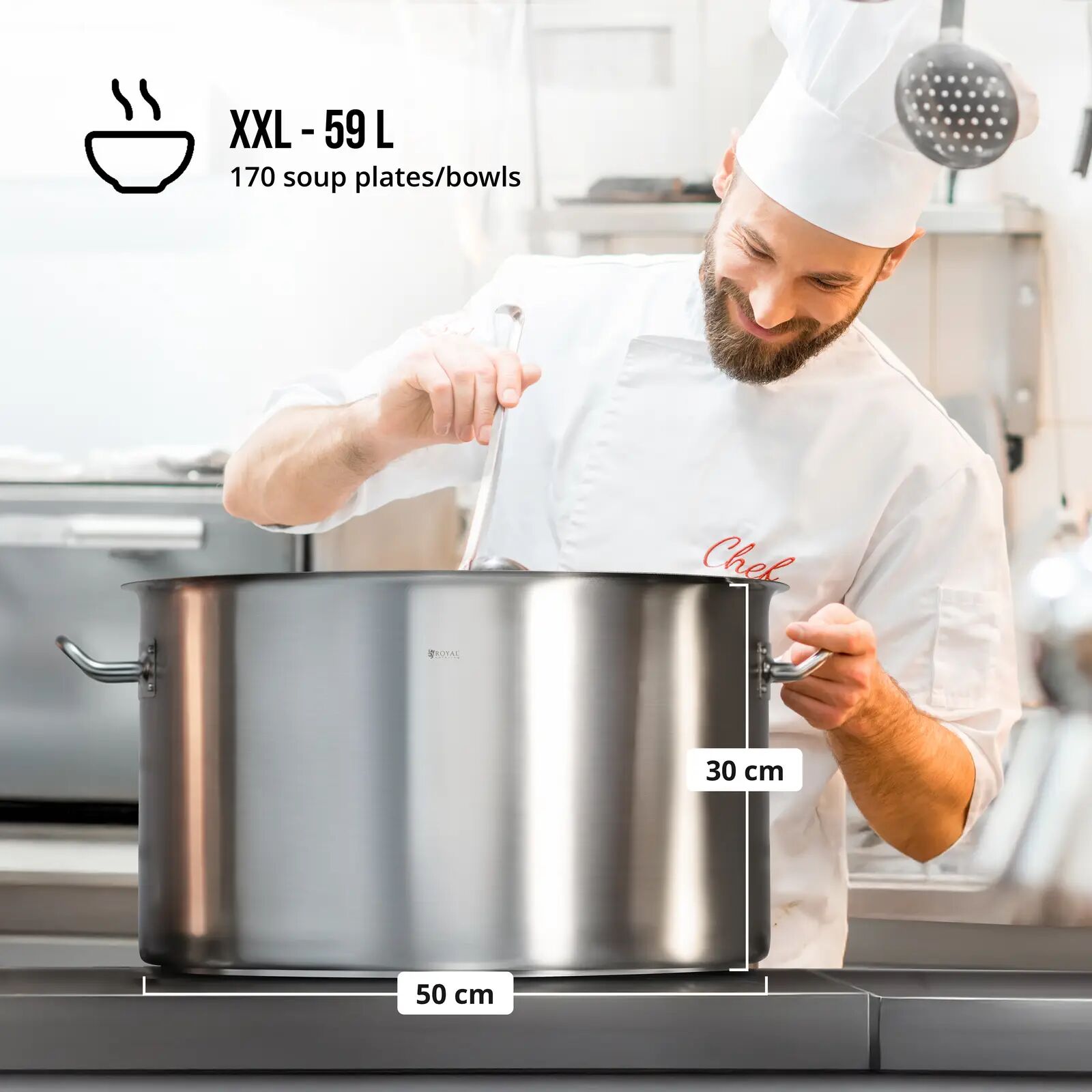 Royal Catering Pentola per induzione - 59 L - Ø 50 cm -  RCST-58E3-S