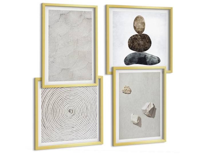 Tulup Bilder SET 4er Set - 50x50 cm & 40x60 cm Goldrahmen - Sandsteine moderne Farbe, Goldfarben, Kunststoff, Rechteckig, 50x50 cm, Fotografie, Bilder & Rahmen, Bilder