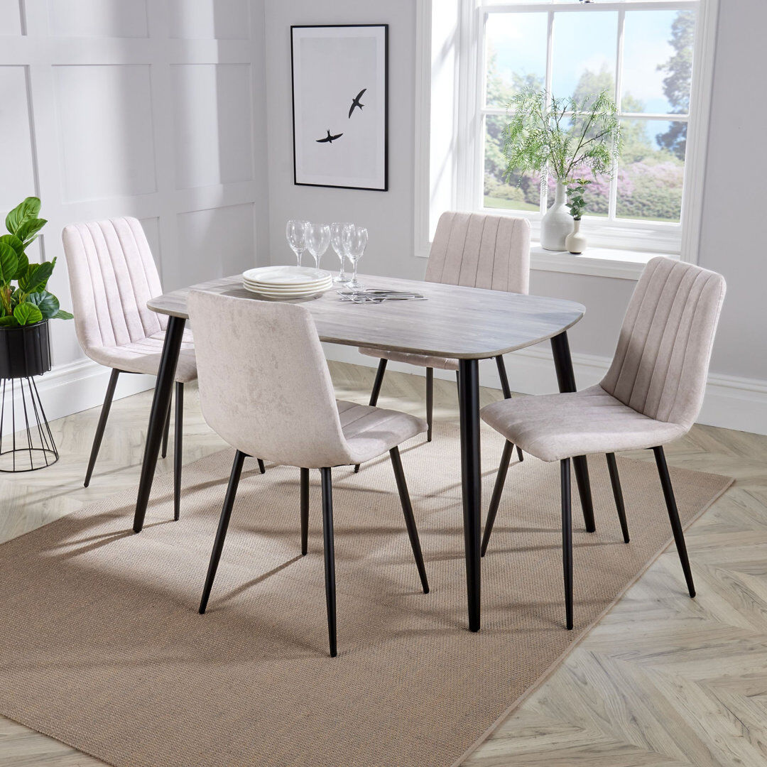 Core Products Aspen 1200mm foiled rect. table & 4 fabric chair Set Grey/Platinum 4