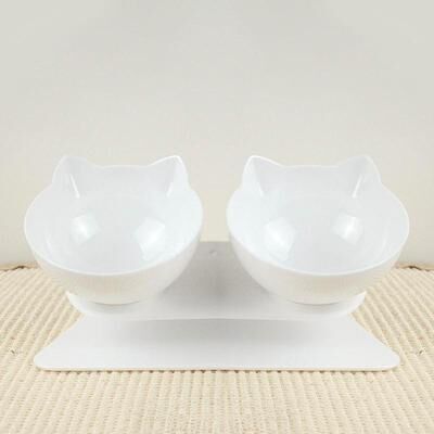 PetsAreLife Anti Vomiting Orthopedic Cat Bowl For Food & Water, Plastic Material White