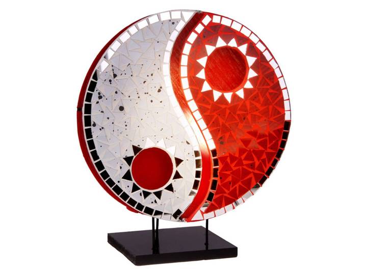 Woru Tischlampe Ying Yang, rot, für Wohn- / Esszimmer, Metall, Design