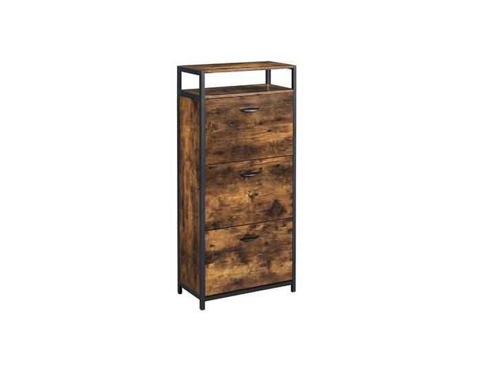 Hansiro Schuhschrank, Braun, Holzwerkstoff, 30x130x60 cm, Garderobe, Schuhaufbewahrung, Schuhkipper
