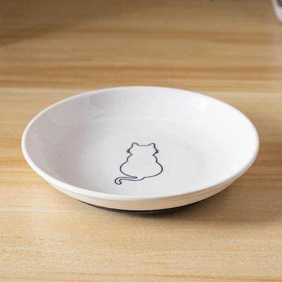 Uplift Picks Ceramic Kitten Food Bowl Anti Slip Cat Feeding Platter With Silicone Pad Support b