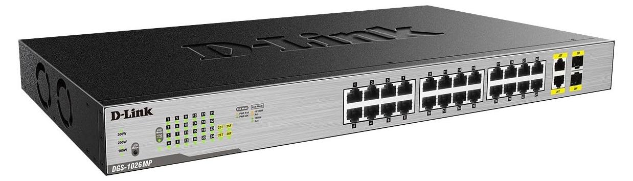 D-Link DGS-1026MP Layer2 PoE+ Gigabit Switch (26-Ports, davon 24 x 10/100/1000 M