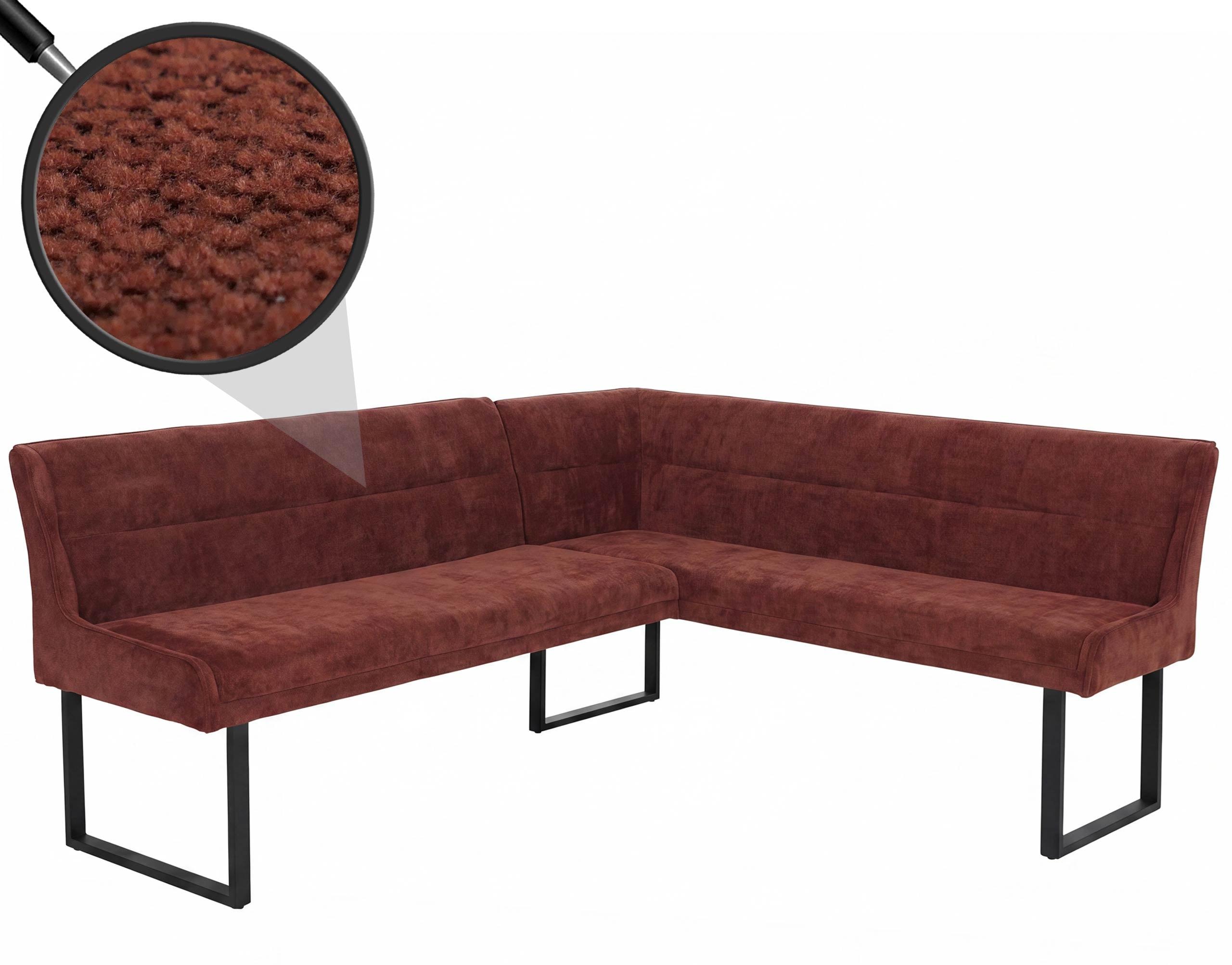 Eckbank MCW-O81, Esszimmerbank Bank, (310g/m²) Chenille Stoff/Textil Metall 210x159cm rot
