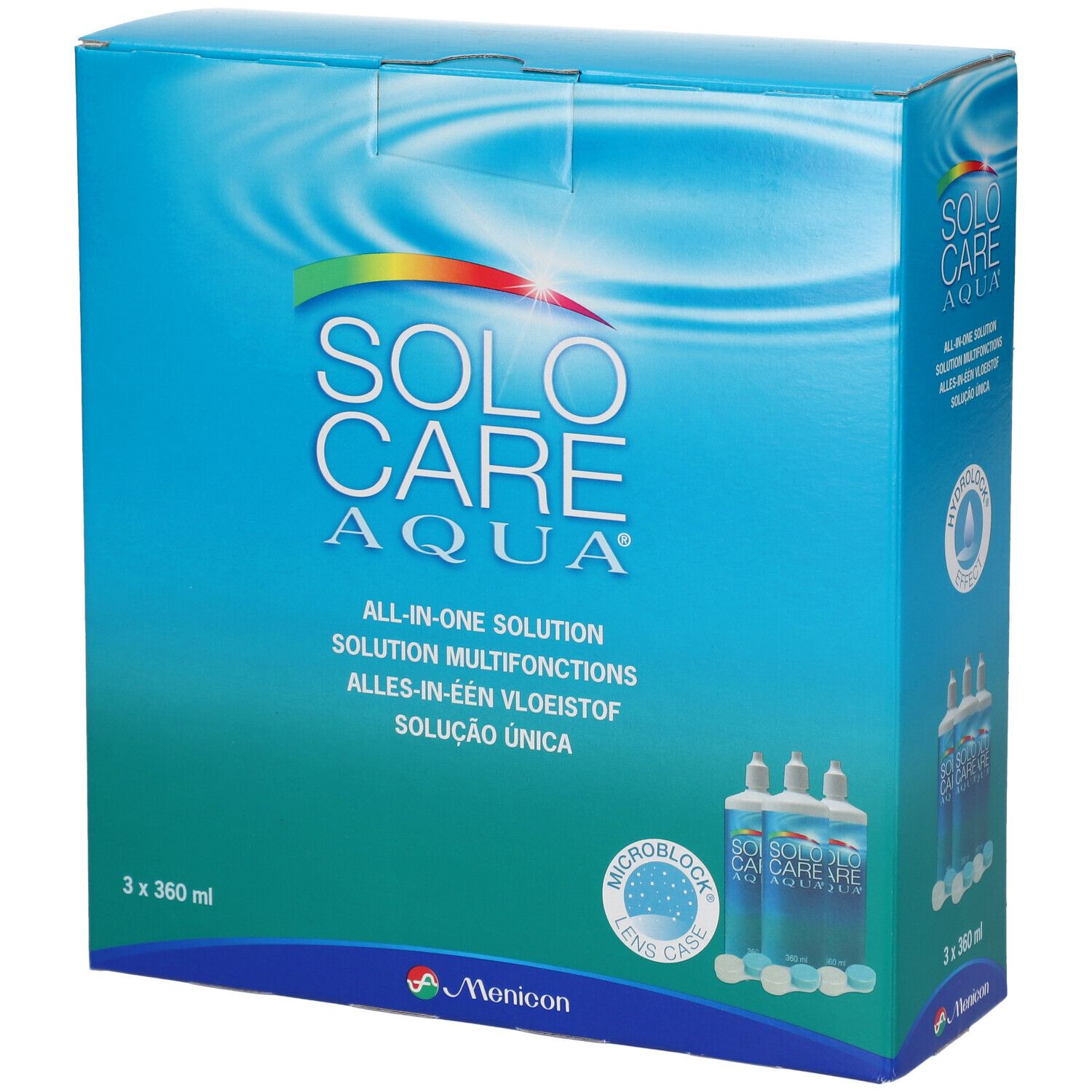 Solocare Aqua Multipack 3x360 ml Aufbewahrungs- und Reinigungslösung