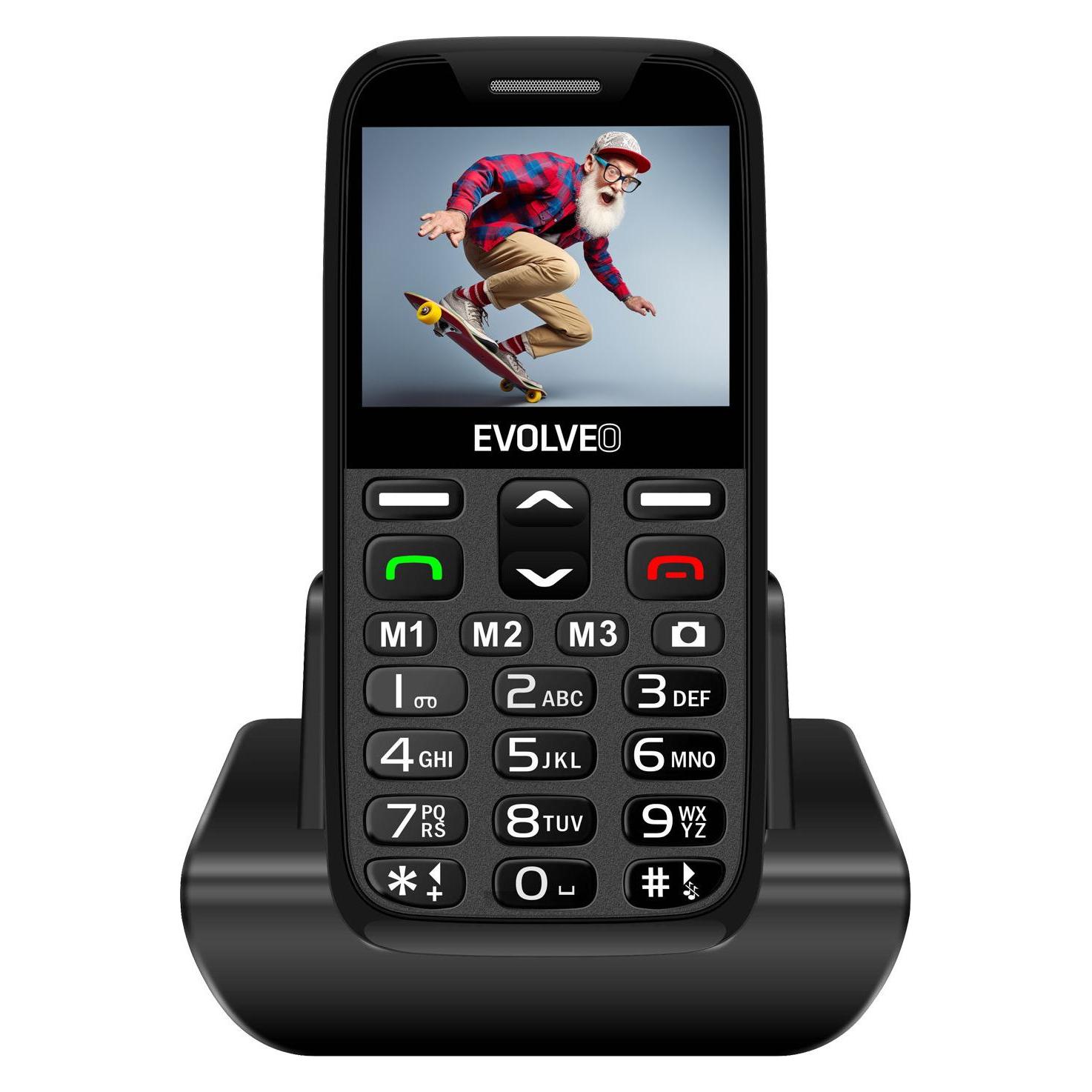 Evolveo EasyPhone XR, mobilní telefon pro seniory s nabíjecím stojánkem, černá (2.30", 0.30 Mpx) (EP-601-XR-BK)