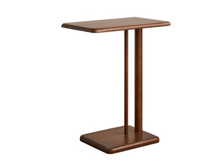 CMYAOYC Schmale Beistelltische für Kleine Räume, Couchtisch mit Massivholzrahmen, C-Förmiger Beistelltisch für Sofa, Couch und Bett, Nachttisch für Schlafzimmer (Color : Walnut Color)