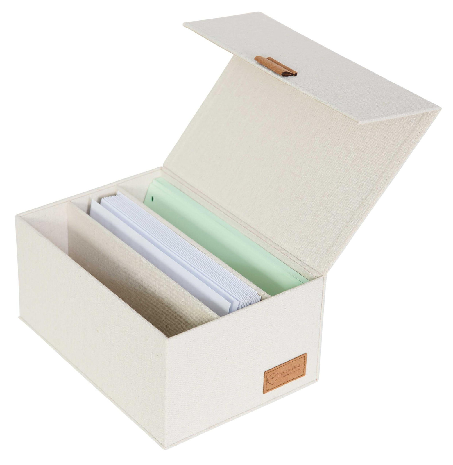 Merkloze stapelbare opbergdoos met deksel, beige, kunststof