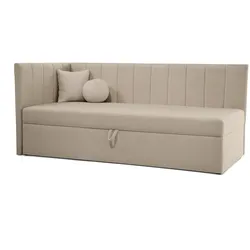SCHLAFSOFA Rafi, Eckbett mit Bettkasten, 90x200 cm, Dunkelbeige