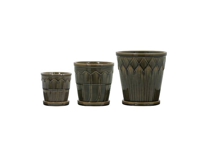Cache-pots Lot de 3 en Grès Gris Cora