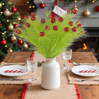 Inspired Living Luxe Curly Green & Red Ornament Holiday Stem Sprays 12 Piece Christmas Tree Picks Set For Festive Decorating Luxe Curly Green & Red Ornament Holiday Stem Sprays 12 Piece Christmas Tree Picks Set For Festive Decorating
