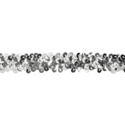Elastik-Paillettenband, silber, Breite: 20 mm, Länge: 3 m