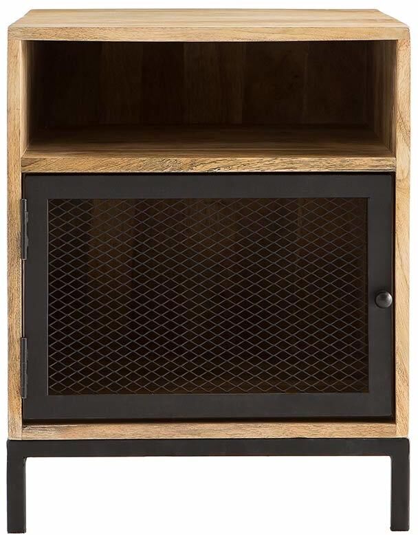 Miliboo Nachttisch aus Mangoholz und Metall perforiert RACK