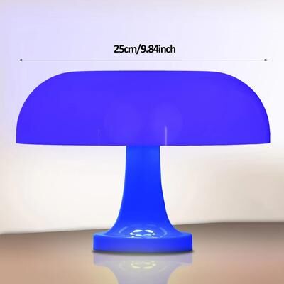 Inspired Finds Classic Mushroom Table Lamp Modern Bauhaus Bedside Light & Danish Designer Decorative Lamp blue 25cm 9.84in usb Plug