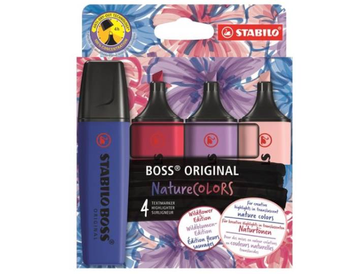 STABILO BOSS ORIGINAL - Wildflowers - 4 markeerstiften