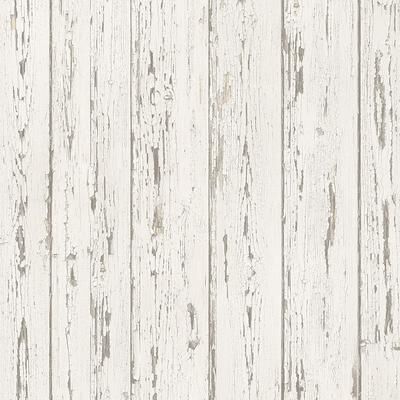 Shiplap Shiplap Wallpaper Wood in Beige Antique White Cottage White Light Cream