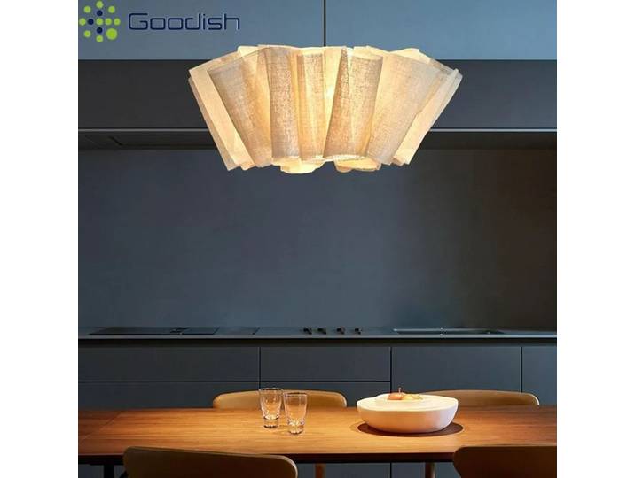 Luminaires suspendus LED modernes en bois et pierre, design artistique créatif, lampes plissées en lin pour salon, décoration intérieure, lustres