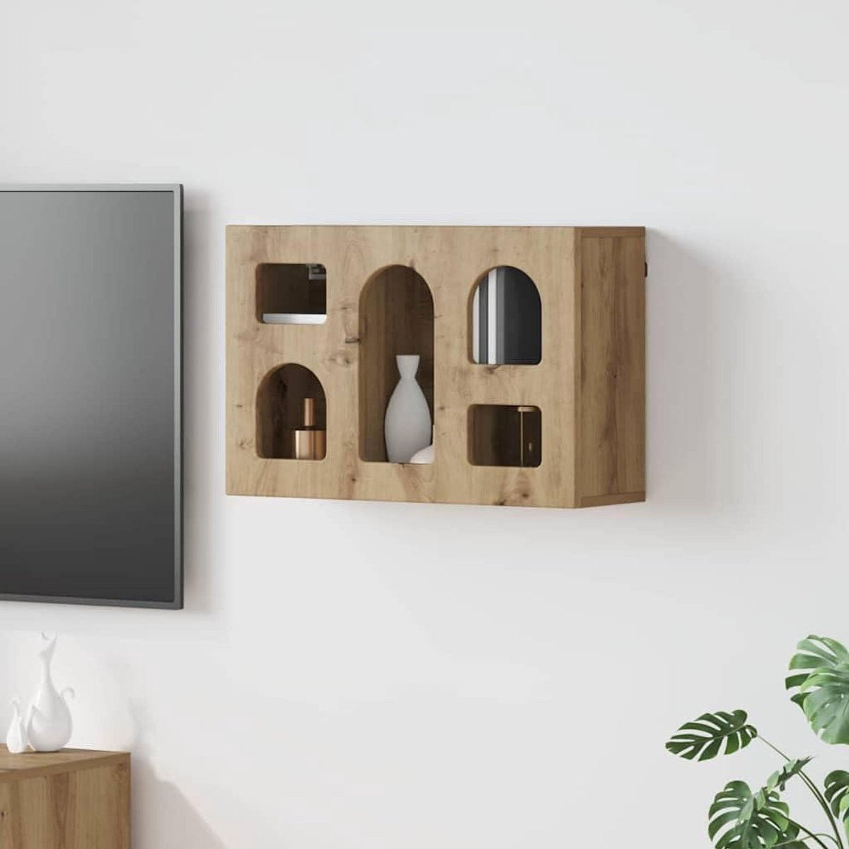 Hangkast Artisan Wandkast voor Keuken, Hal of Badkamer - Eiken - B: 60 cm, D: 40 cm, H: 20 cm