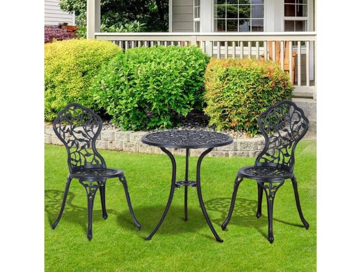 Ensemble bistro pour 2 personnes Ensemble de mobilier de balcon Table de bistrot avec 2 chaises Noir