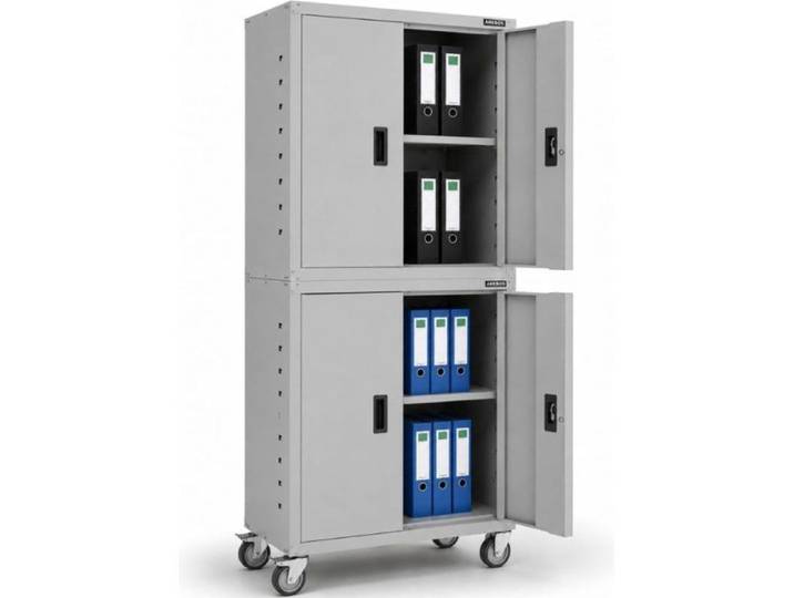 AREBOS Armoire de classement Armoire de Bureau Armoire de Rangement 4 étagères réglables en Hauteur 180x90x40cm Gris