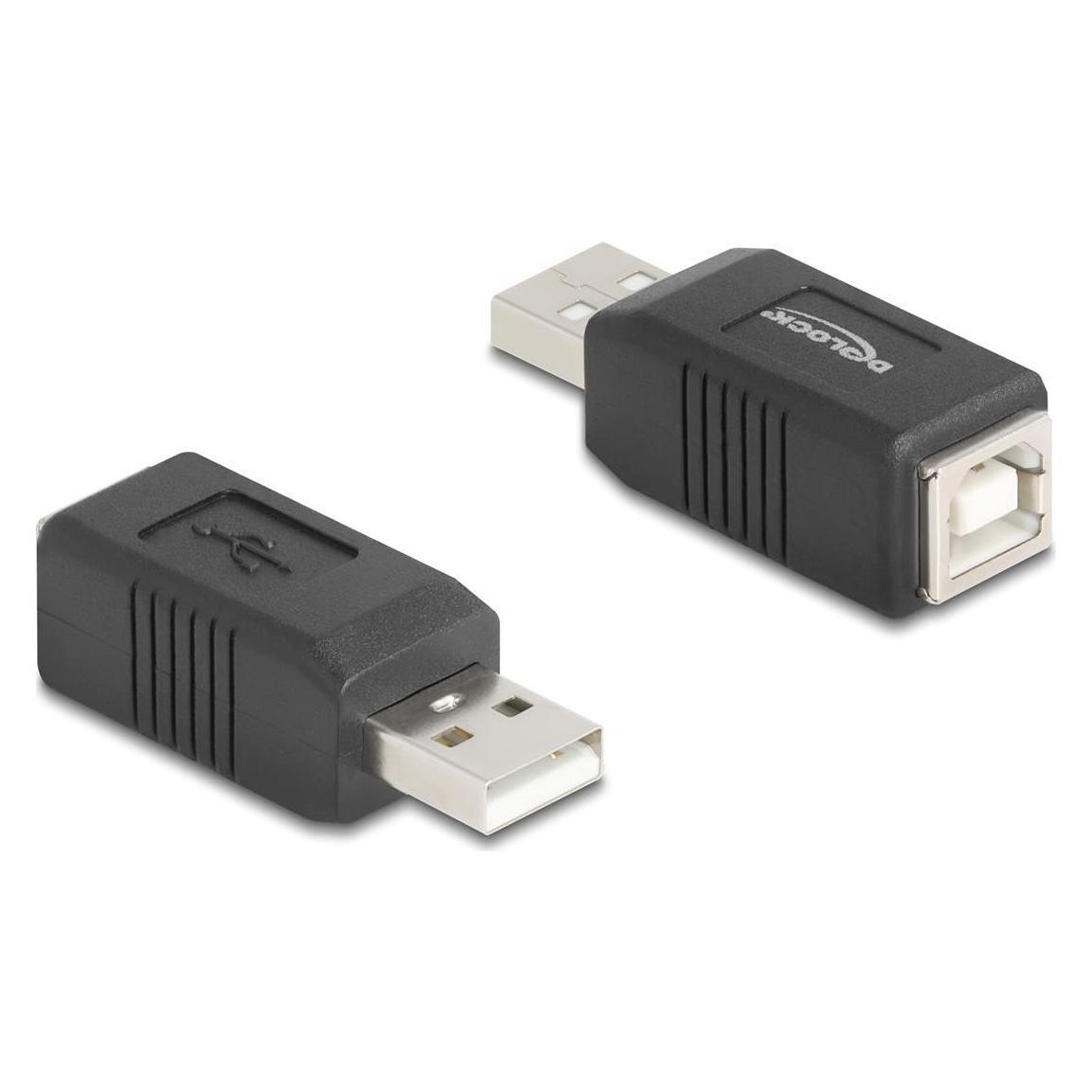 Delock USB 2.0 Adapter USB Typ-A Stecker zu USB Typ-B Buchse (USB-A, USB-B) (67202)