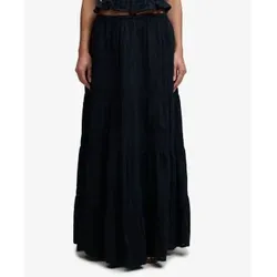 Superdry für Damen. W7210412A Tiered Maxi Rock marineblau (M), Lässig, Baumwolle