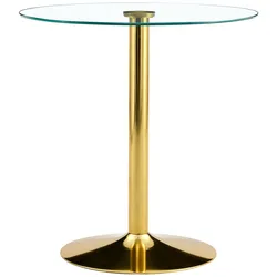 BARTISCH runder glas & gold Ø 89 cm mit trompetenfuß