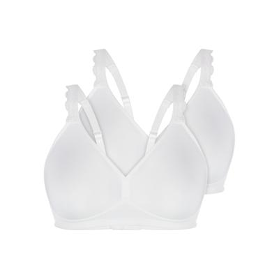 Bügelloser BH SASSA "2er Pack Soft-BH Basics", Damen, Gr. 90, Cup E, weiß, BHs