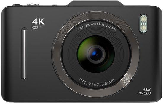 Selius Digitale camera met 64 GB geheugenkaart, 48MP resolutie en 16x zoom, Zilver