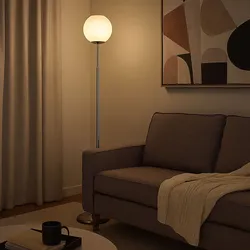 LED Stehleuchte Glaskugel Standlampe verchromt Wohnzimmerleuchte stehend, Fußschalter, 4W 320lm warmweiß, DxH 25x154,5 cm