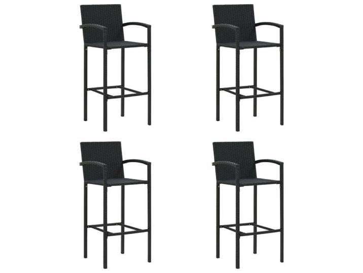 Chaise Relaxant Noir - Magnifique Tabourets de bar Chaise haute de balcon lot de 4 noir résine tressée 52x56x118cm CL4859409