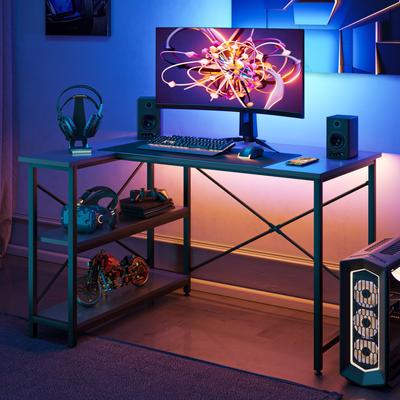 Bestier Small L Shaped Desk with Storage Shelves Corner Computer Desk